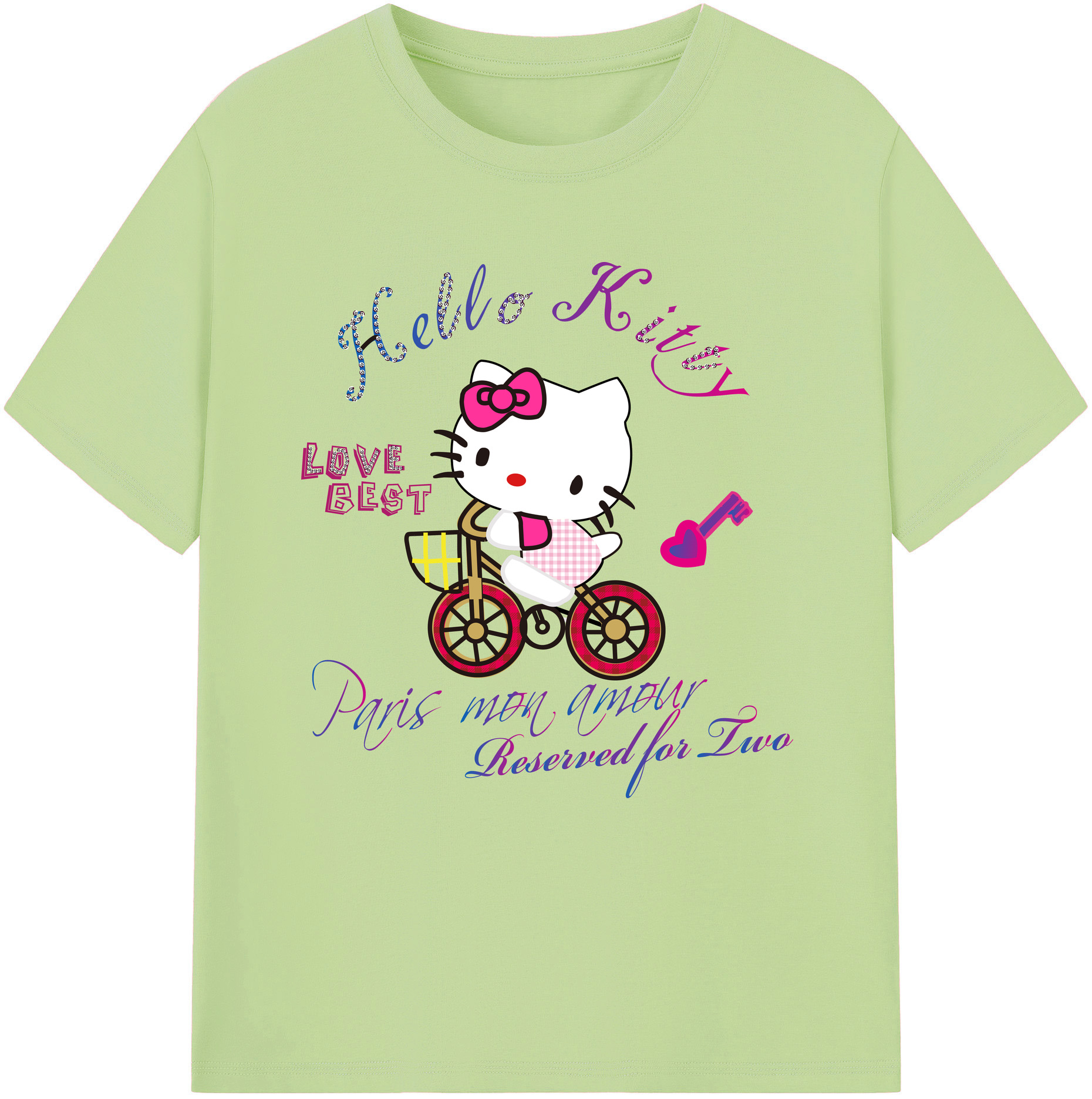 （画像用） Hello Kitty ハローキティ 綿100％半袖Tシャツ（フロントプリント）